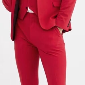 ASOS Bold Red Men’s Suit Great for Valentines Day Pants 32x34 Jacket 38